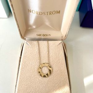 nordstroms 14k hammered circle necklace. made in italy
